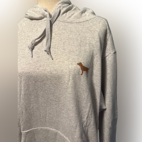PINK Victoria's Secret Tops - Victoria’s Secret Pink Lounge Campus Pullover Hooded Sweatshirt Grey w/Dog Logo